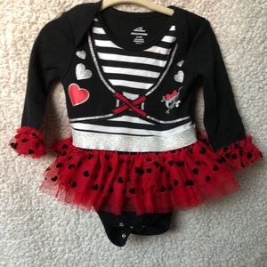 Baby girl pirate onesie costume with headband